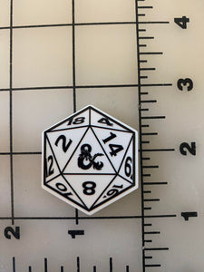 20 sided Game Dungeons and Dragons Dice Flat back Printed Resin