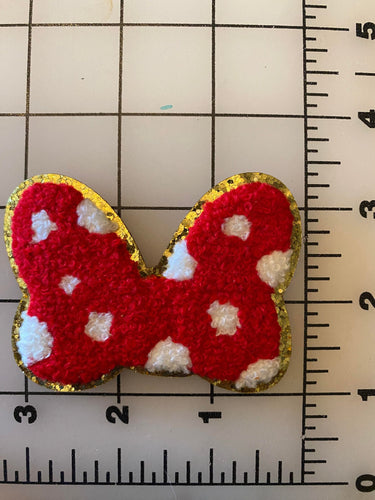 Chenille Varsity Style Disney Iron-on Minnie mouse Bow
