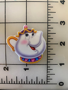 Mrs. Potts from Beauty and Beast Subtle color flatback Printed Resin