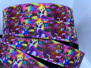NEW 1 yard 1 inch Lisa Frank Kittens and Leopard Grosgrain Ribbon