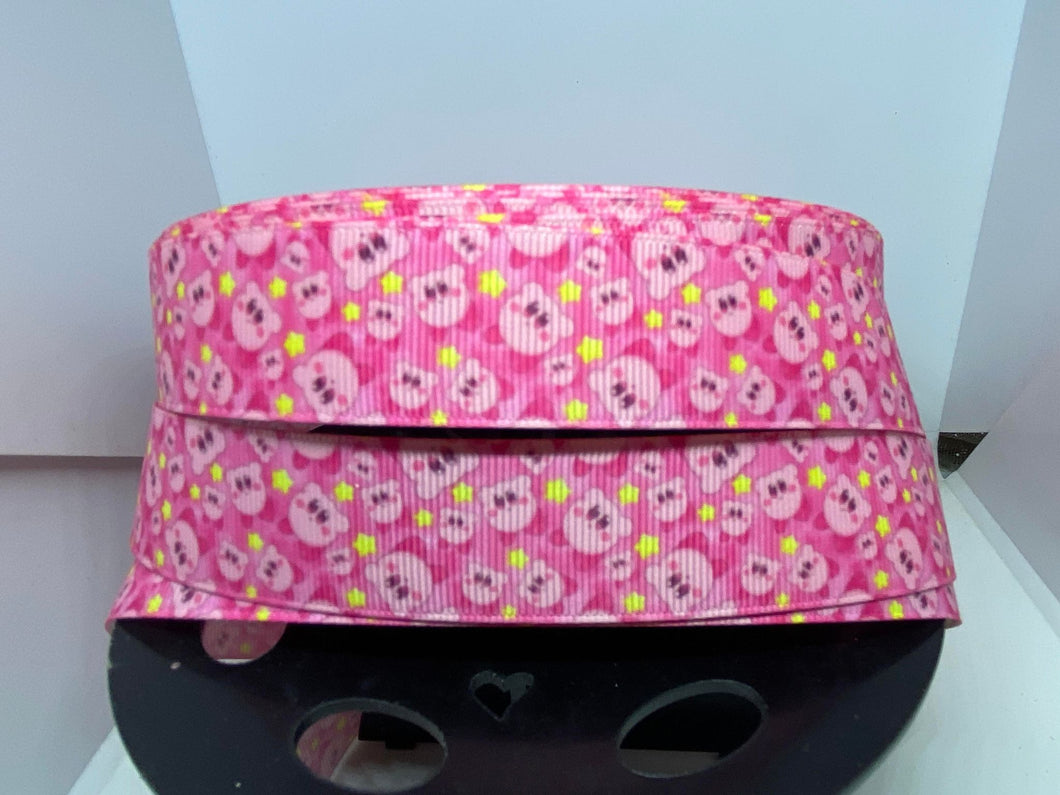 1 yard 1 inch Kawaii Kirby video Game Grosgrain Ribbon