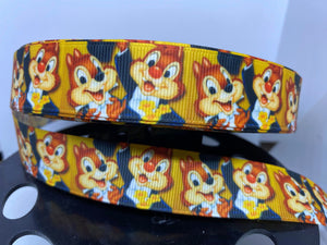 1 Yard 7/8" Chip and Dale Chipmunks in Tuxedo's Grosgrain Ribbon