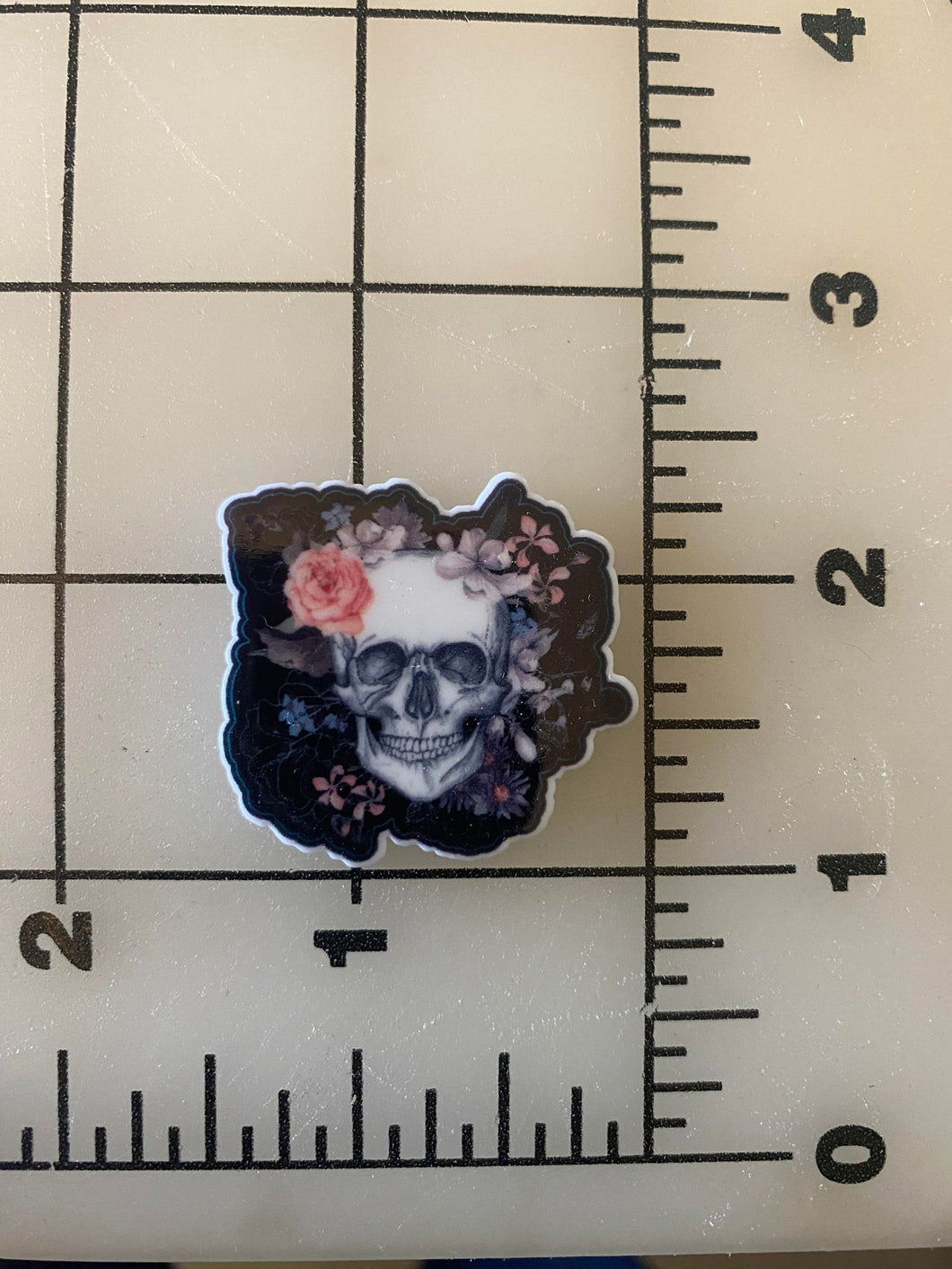 NEW Floral Skull Flat back Printed Resin