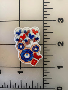 4th of July red, white and blue Mickey Donut Flat back Printed Resin