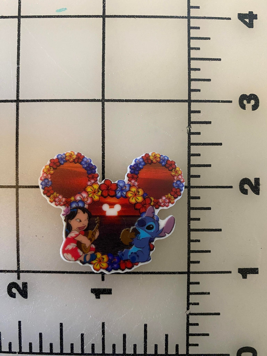 Lilo and Stitch with Mickey Sunset Flat back Printed Resin