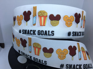 1 yard 1 1/2 inch  "#Snack Goals" Grosgrain Ribbon - Park food/ snacks