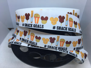 1 yard 1 inch  "#Snack Goals" Grosgrain Ribbon - Park food/ snacks Churro Popcorn Ice Cream