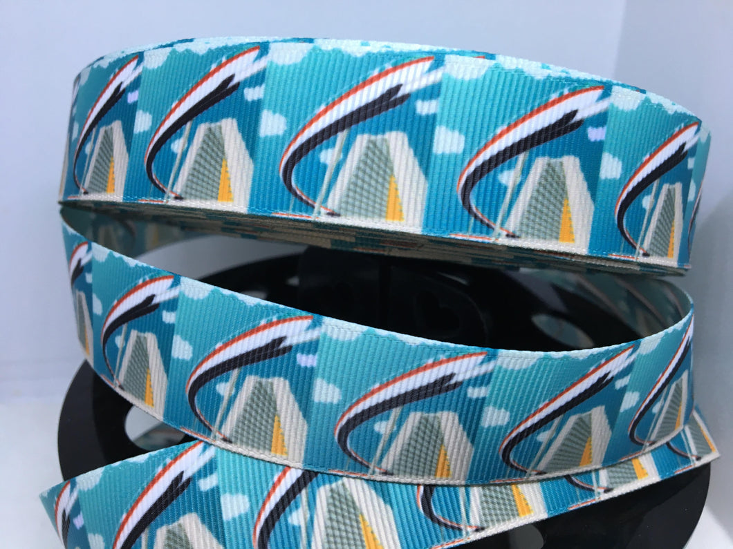 EXCLUSIVE DESIGN 1 yard 1 inch Monorail Grosgrain Ribbon - Park Ride Bow Making Ribbon - WDW Transportation -