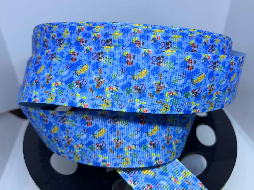 CLEARANCE 1 yard 1 inch Disney Parks 2019 Print Ribbon - Bow Making Mickey Minnie Pluto
