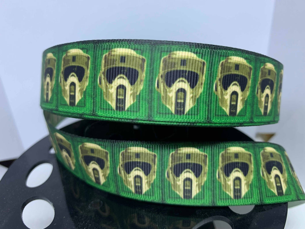 1 Yard 1 Inch Scout Trooper/ Biker Scout Endor Green Print Star Wars Inspired Grosgrain Ribbon