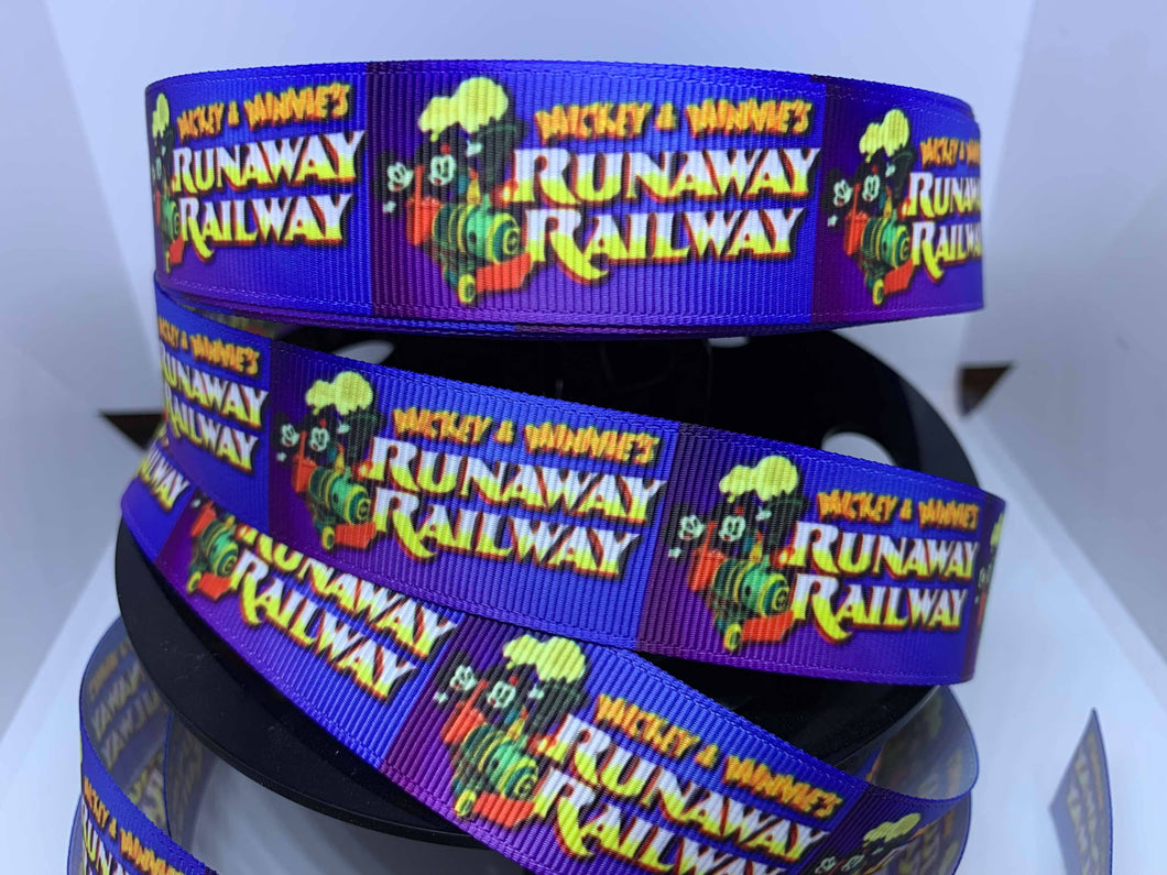 1 yard 1 inch Mickey and Minnie's Runaway Railway Rides and Attractions Grosgrain Ribbon