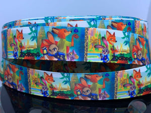 1 yard 7/8" Disney Movie Zootopia Print Grosgrain Ribbon