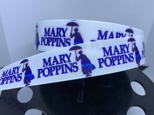 1 yard 7/8" Mary Poppins Print Grosgrain Ribbon - Bow Making Ribbon
