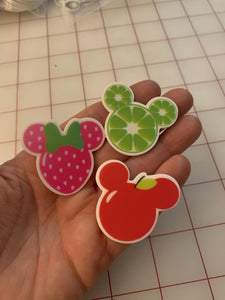 Mickey and Minnie Mouse shaped Fruit Flat Back Resins