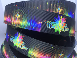 1 yard 1 inch Disneyland World of Color Grosgrain Ribbon - Disney Bow Making Wonderful World of Color Rainbow