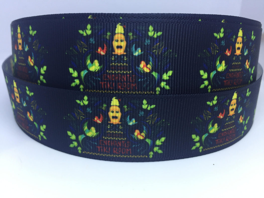 EXCLUSIVE DESIGN 1 yard 1 inch Disneyland Tiki Room Grosgrain Ribbon - Bow Making Ribbon -Tiki Birds Dole Whip Attraction Adventureland