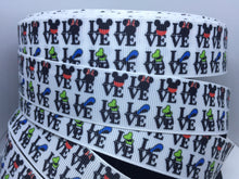 BTY 1 yard 1 inch Disney Mickey Minnie LOVE Grosgrain Ribbon  Bow Making Ribbon Donald  Goofy