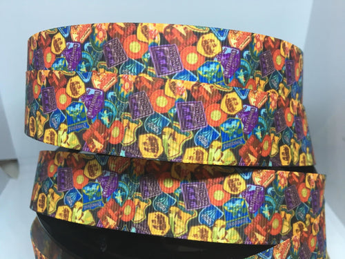 CLEARANCE 1 yard 1 inch Disneyland Patch Shirt Print Grosgrain Ribbon