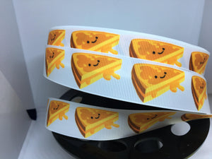 1 yard 1 inch Kawaii Grilled Cheese Sandwich Food Grosgrain Ribbon - pretty Girly Bow Making -  Ribbon - Food Truck