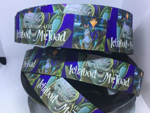 BTY 1 yard 1 inch Classic Ichabod and Mr. Toad inspired Movie Poster Grosgrain Ribbon - Disneyland Bow Making Halloween