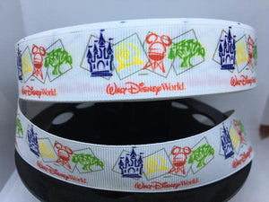 1 yard 1 inch Walt Disney World Park Icons Grosgrain Ribbon Bow Making Ribbon