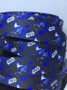 1 yard 1 INCH Classic War in the Stars Millennium Falcon Comic Grosgrain - Bow Making Ribbon Rebel