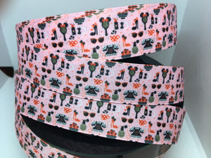 1 yard 1 inch Disney Minnie Mouse Pink Girly Stuff Grosgrain Ribbon Park  Bow Making Ribbon Phone Heels Mirror