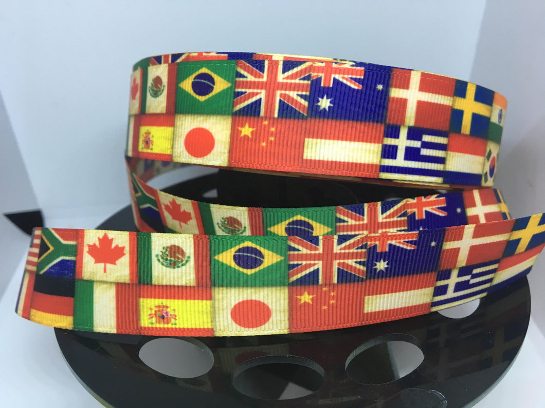 1 yard 1 inch EPCOT World Showcase Flags of the world Grosgrain Ribbon - Fun with Flags International Flags