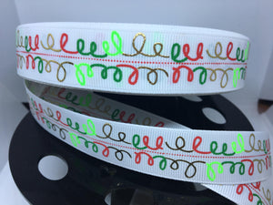 1 yard 7/8" Foil Print Christmas Scribbles Printed Grosgrain Ribbon