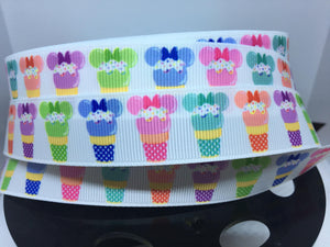 1 yard 7/8" Disney Minnie Ice Cream Cones  Sweet Treats Park Snacks Grosgrain Ribbon - Park Food Bow Making Ribbon -