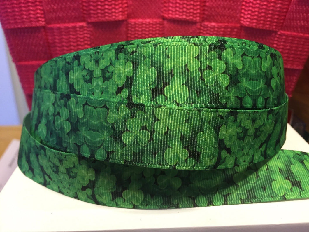 1 yard Printed 7/8's Grosgrain Ribbon Irish Dance Celi bow making Ribbon- 22mm ribbon Soft Shoe Ireland Shamrock St Patricks Day