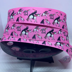 1 yard 1 inch Darth Vader on Unicorns Star Wars Inspired Grosgrain Ribbon  AT-AT Boba Fett on a Unicorn